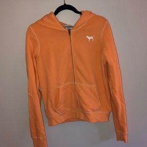 PINK! Orange zip up hoodie